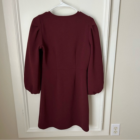 NWT Madewell Texture and Thread V-Neck Burgundy Long Sleeve Dress Small S - Picture 2 of 8